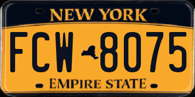 NY license plate FCW8075