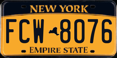 NY license plate FCW8076