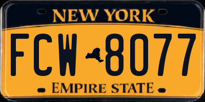 NY license plate FCW8077
