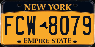 NY license plate FCW8079