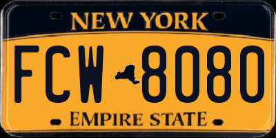 NY license plate FCW8080