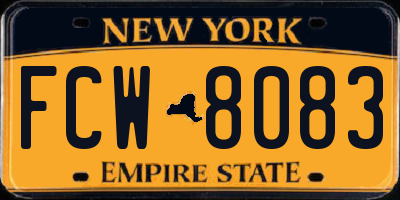 NY license plate FCW8083