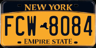 NY license plate FCW8084