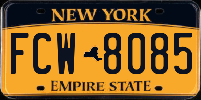 NY license plate FCW8085