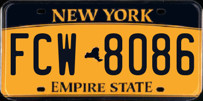 NY license plate FCW8086