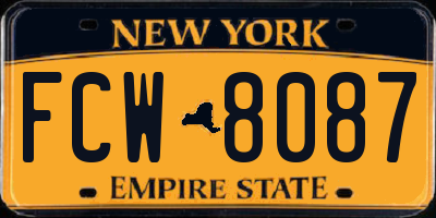 NY license plate FCW8087