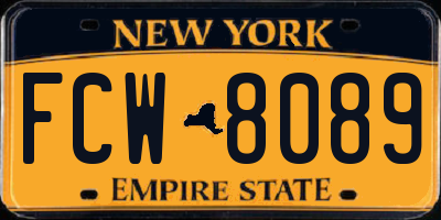 NY license plate FCW8089