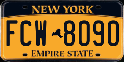 NY license plate FCW8090