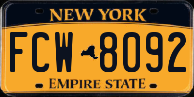 NY license plate FCW8092