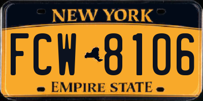 NY license plate FCW8106