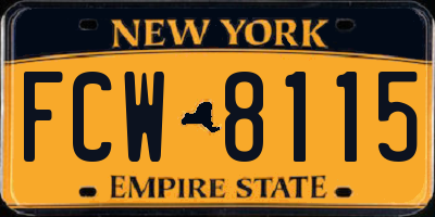 NY license plate FCW8115