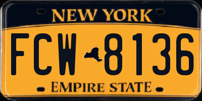 NY license plate FCW8136