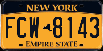 NY license plate FCW8143