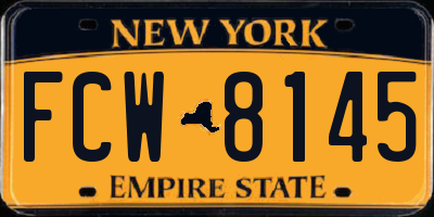 NY license plate FCW8145