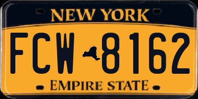 NY license plate FCW8162