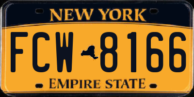 NY license plate FCW8166
