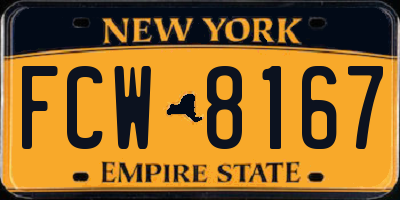 NY license plate FCW8167