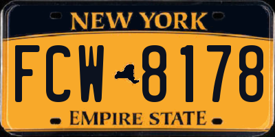 NY license plate FCW8178
