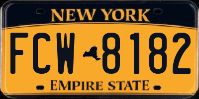 NY license plate FCW8182