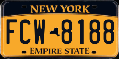 NY license plate FCW8188