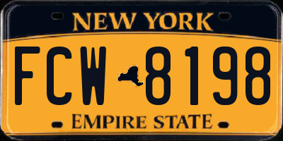 NY license plate FCW8198