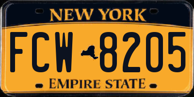 NY license plate FCW8205