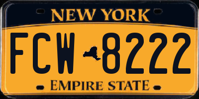 NY license plate FCW8222