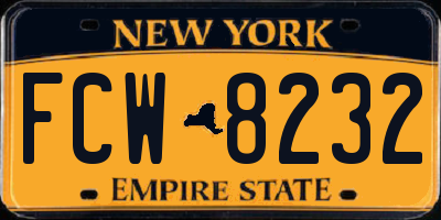NY license plate FCW8232