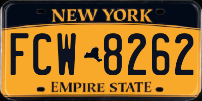NY license plate FCW8262