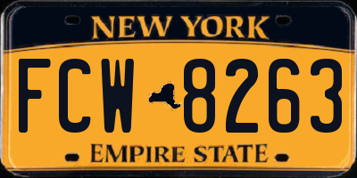NY license plate FCW8263