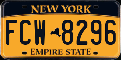 NY license plate FCW8296