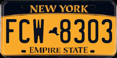 NY license plate FCW8303