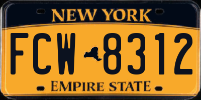 NY license plate FCW8312