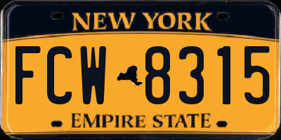 NY license plate FCW8315