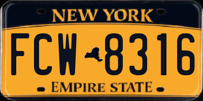 NY license plate FCW8316