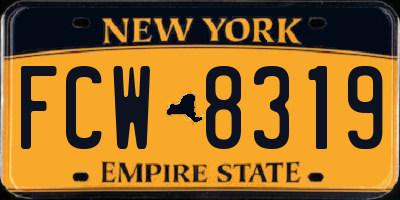 NY license plate FCW8319