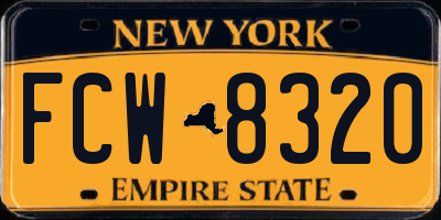 NY license plate FCW8320