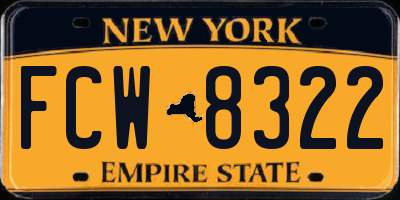 NY license plate FCW8322