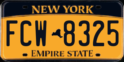 NY license plate FCW8325