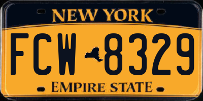 NY license plate FCW8329