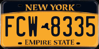 NY license plate FCW8335
