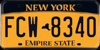 NY license plate FCW8340