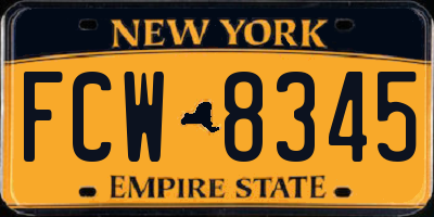 NY license plate FCW8345