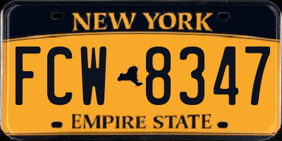 NY license plate FCW8347