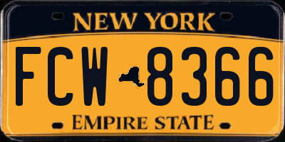 NY license plate FCW8366