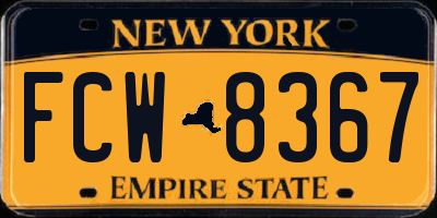 NY license plate FCW8367