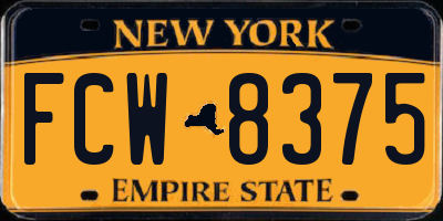 NY license plate FCW8375