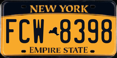NY license plate FCW8398