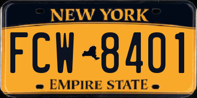 NY license plate FCW8401