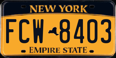 NY license plate FCW8403